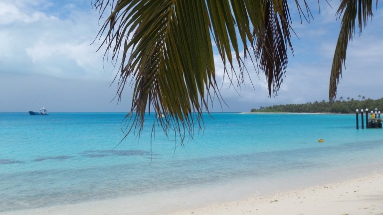 Stunning white sand beach on the Cocos Islands