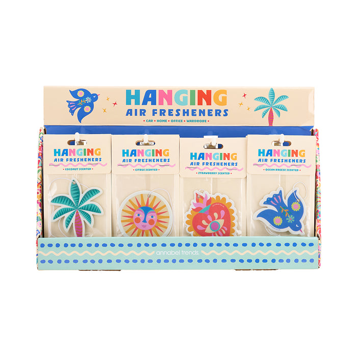 Fiesta hanging air fresheners – colourful scented cards perfect for car, home or caravan.