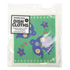 Two Swedish‑style dish cloths with printed design, made from biodegradable cellulose and cotton, ideal for sustainable cleaning.