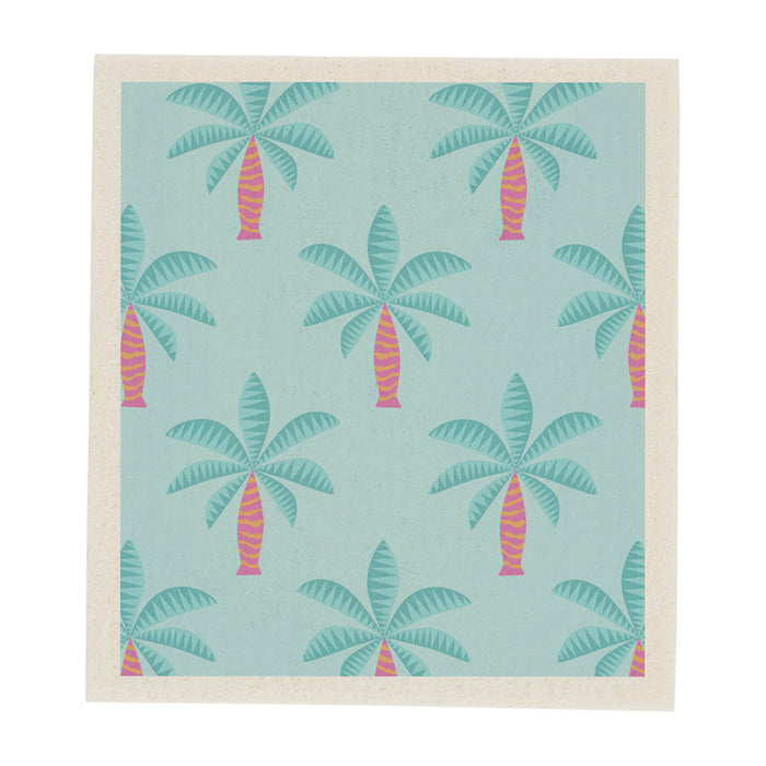 Two Swedish‑style dish cloths with printed design, made from biodegradable cellulose and cotton, ideal for sustainable cleaning.