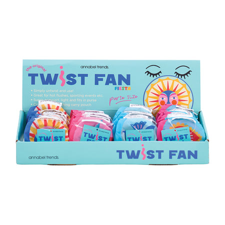 Fiesta design twist fans with matching pouches—compact, portable fans that fold to fit in your purse.