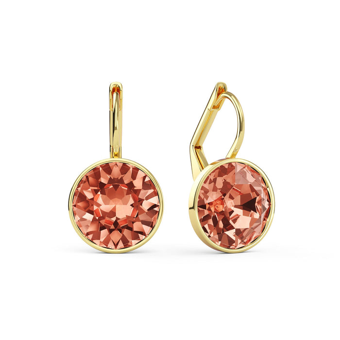 Rose Peach Crystal Earrings - Gold