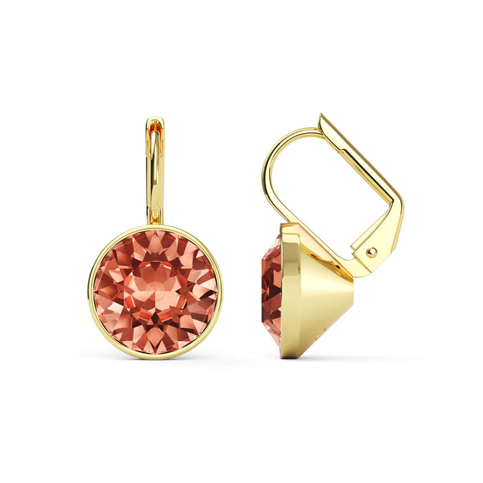 Rose Peach Crystal Earrings - Gold