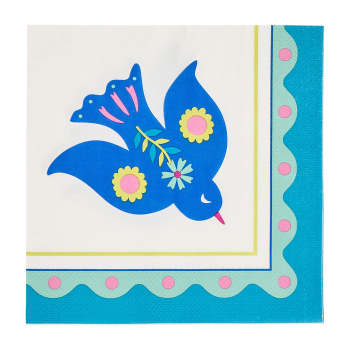Pack of 20 Fiesta paper napkins – colourful, large format napkins ideal for parties and everyday table settings
