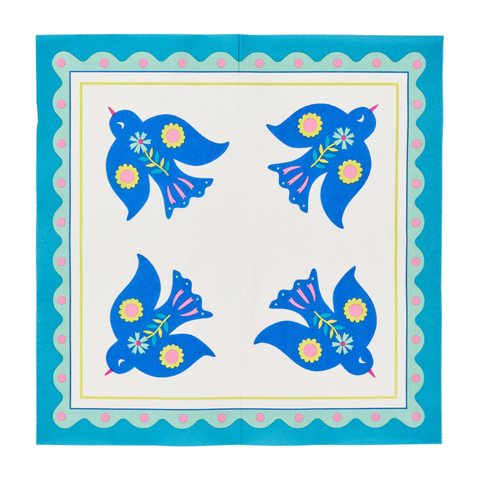 Pack of 20 Fiesta paper napkins – colourful, large format napkins ideal for parties and everyday table settings