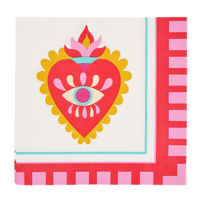 Pack of 20 Fiesta paper napkins – colourful, large format napkins ideal for parties and everyday table settings