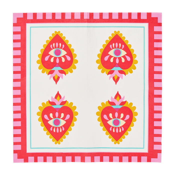 Pack of 20 Fiesta paper napkins – colourful, large format napkins ideal for parties and everyday table settings