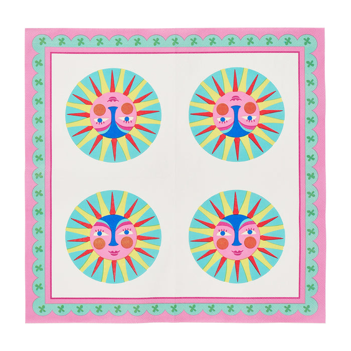 Pack of 20 Fiesta paper napkins – colourful, large format napkins ideal for parties and everyday table settings