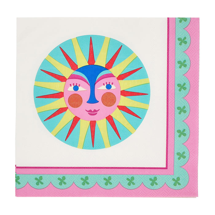 Pack of 20 Fiesta paper napkins – colourful, large format napkins ideal for parties and everyday table settings