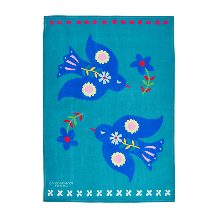 Fiesta cotton print tea towel – 70 × 50 cm vibrant kitchen towel featuring bold, joyful Fiesta design