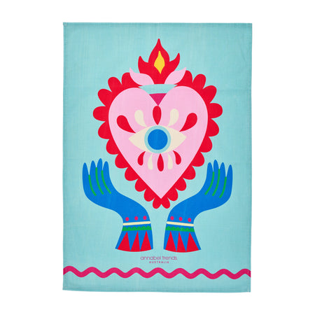 Fiesta cotton print tea towel – 70 × 50 cm vibrant kitchen towel featuring bold, joyful Fiesta design