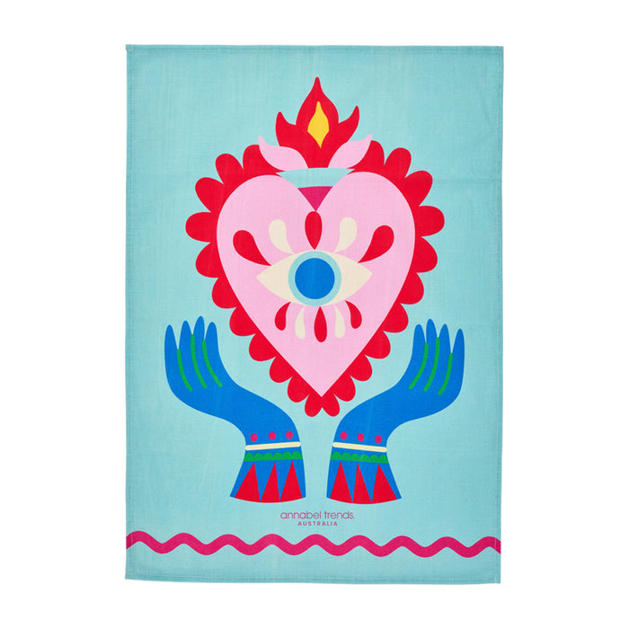 Fiesta cotton print tea towel – 70 × 50 cm vibrant kitchen towel featuring bold, joyful Fiesta design