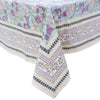 Hand block-printed cotton tablecloth in lilac and lavender