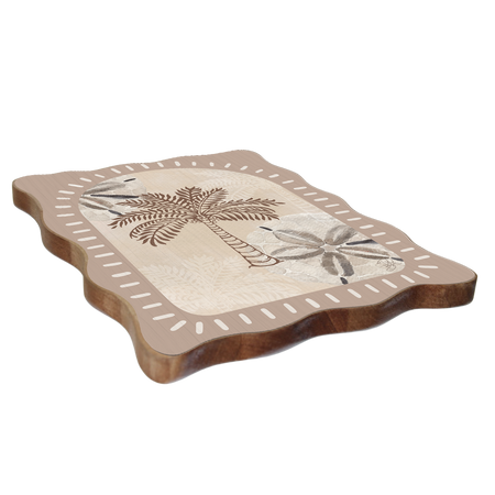 Large wooden palm wall art with tropical palm design, coastal beach-style decor on natural wood background