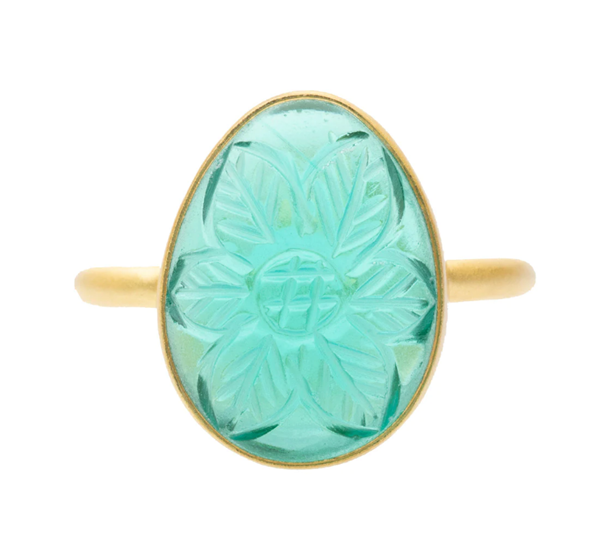 Apatite Carved Glass Ring