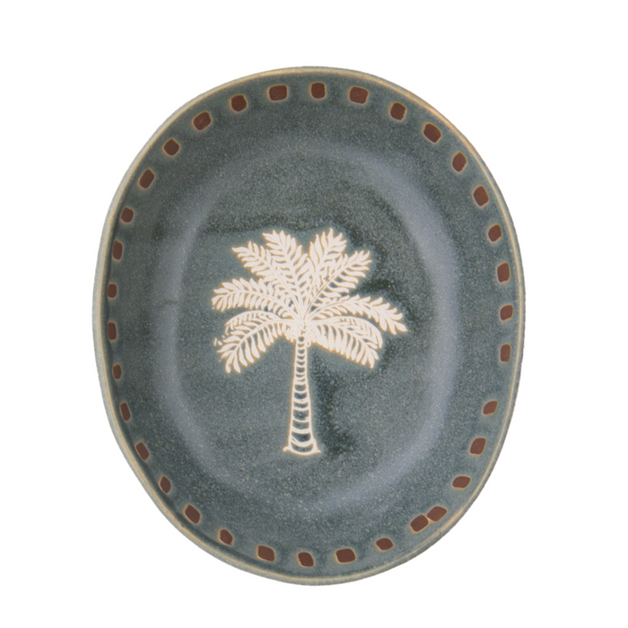 Ellipse Palm Stoneware Bowl