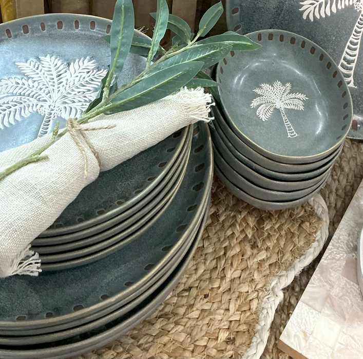 Ellipse Palm Stoneware Bowl