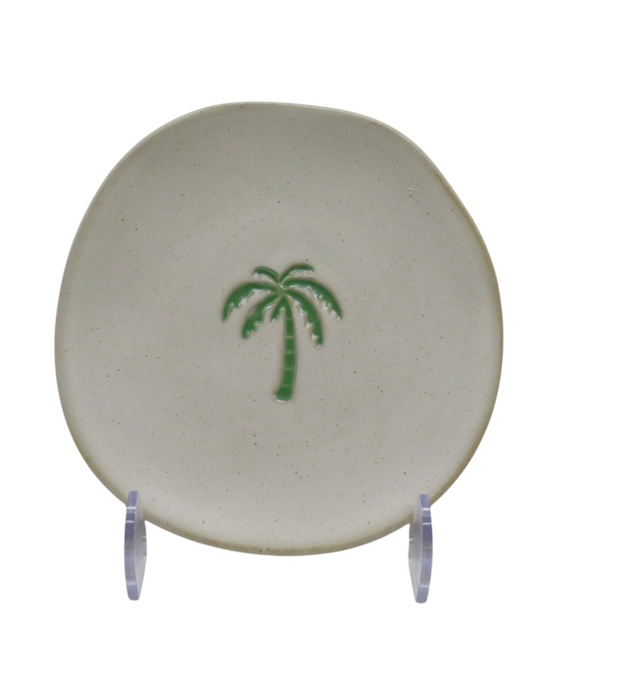Small ceramic plate with palm tree design from Travel & Tide