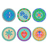 Brighten your table with this 6-piece Fiesta coaster set! Heat-resistant, cork-backed & easy to clean—perfect for coastal homes & gifting.