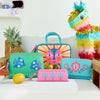 Large Fiesta Vanity Bag (25 × 18 cm) with matching interior, inner pocket, rose‑gold zipper and leather‑feel tassel pull.