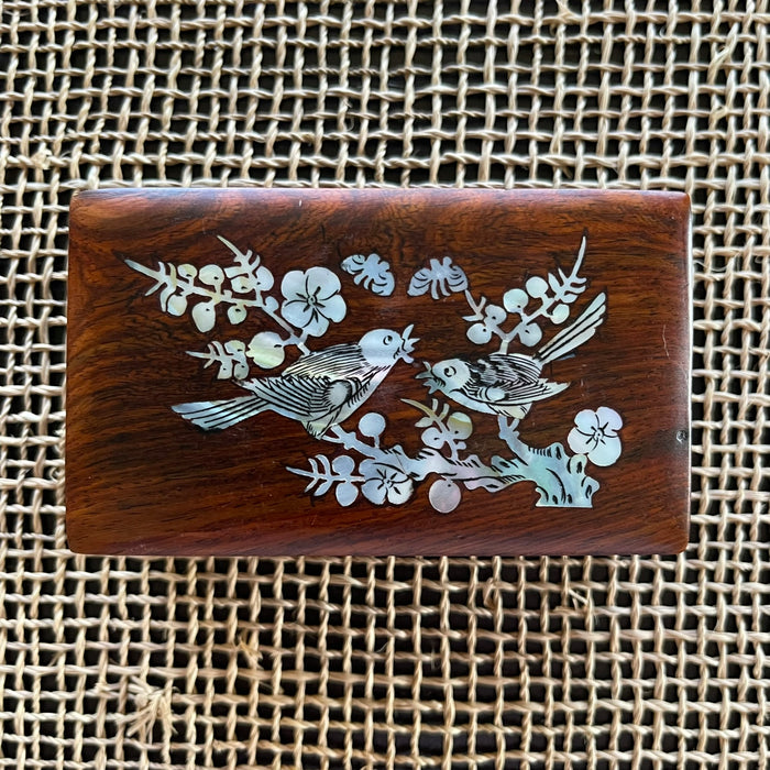 Small Wood Box with Shell Inlay