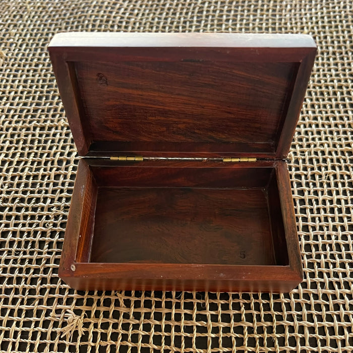 Small Wood Box with Shell Inlay