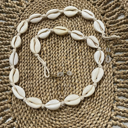 Cowrie shell sunglass chain with natural shells, 64cm coastal accessory for sunglasses
