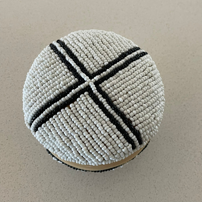 Black and White round beaded box