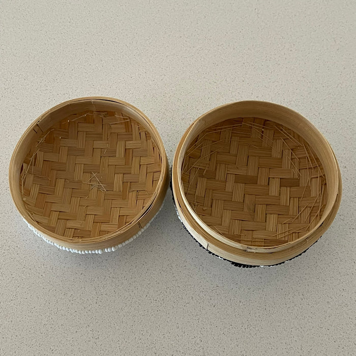 Black and White round beaded box