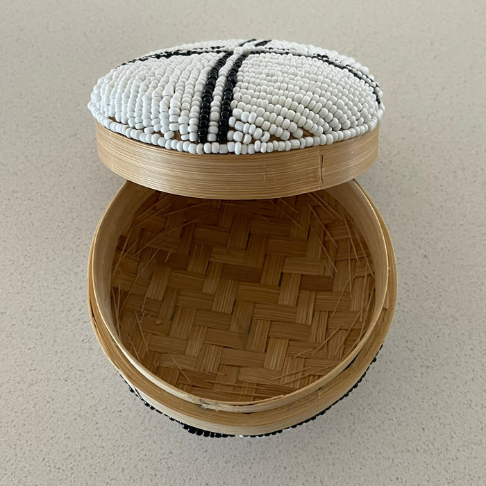 Black and White round beaded box