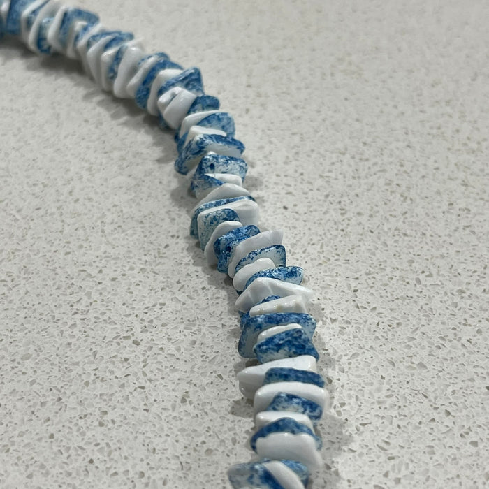 Blue + White Shell Chip Necklace