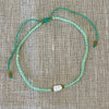 Mint pearl bead bracelet with adjustable chain, coastal jewellery perfect for layering