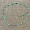 Mint pearl bead necklace showing single pearl and ocean beads, coastal accessory