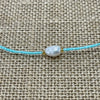 Sky blue pearl bead necklace with adjustable fit, delicate coastal jewellery