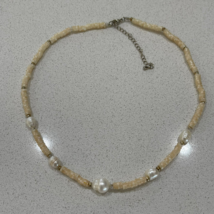 Pearl Bead Necklace in soft apricot