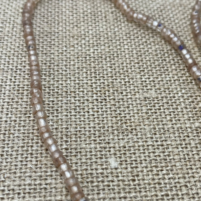 Taupe rustic bead necklace with organic raw feel, 64cm natural coastal jewellery