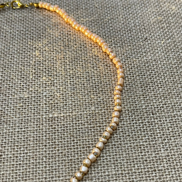 Pearl cowrie shell beaded necklace with natural shells, coastal accessory