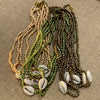 Cowrie shell beaded necklace with natural shells, 40cm coastal jewellery
