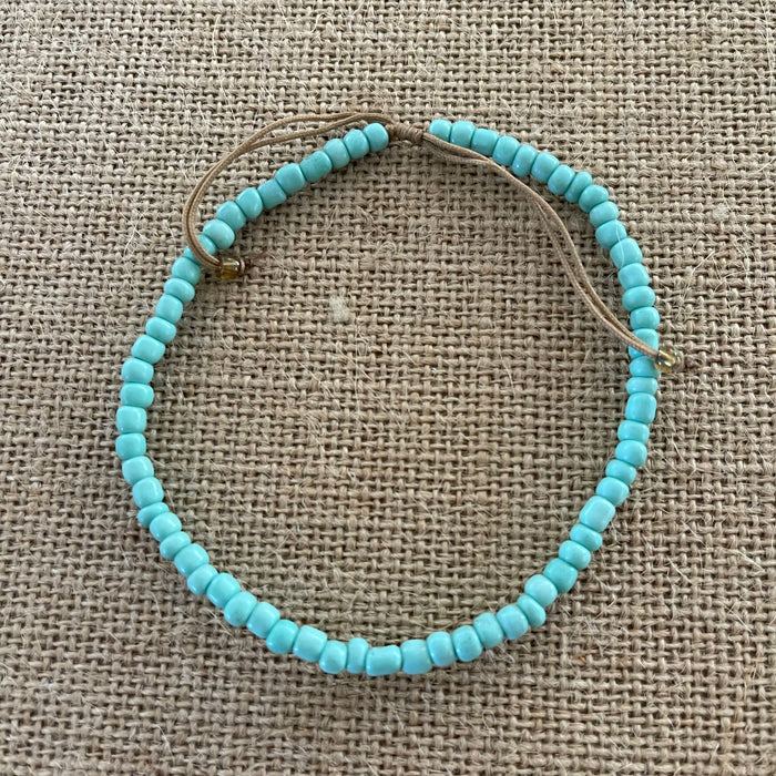 Mint colour bead anklet with extendable chain, vibrant beach jewellery