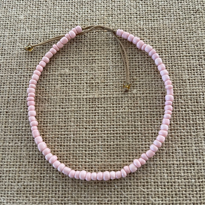 Dusty pink colour bead anklet extendable, coastal summer accessory