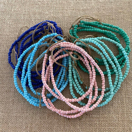 Colour bead anklet with extendable chain, vibrant coastal beach jewellery