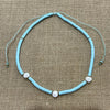 Mint shiva shell necklace with three natural shells, adjustable coastal jewellery