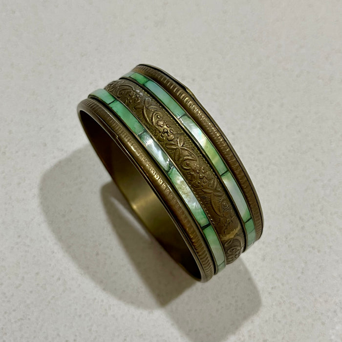 Large Green Detailed Bangle