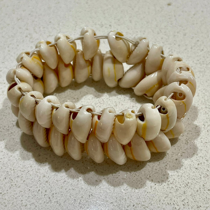 Double Cowrie Shell Stretch Bracelet