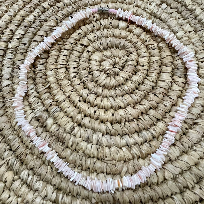 Pink Shell Chip Necklace with Beads