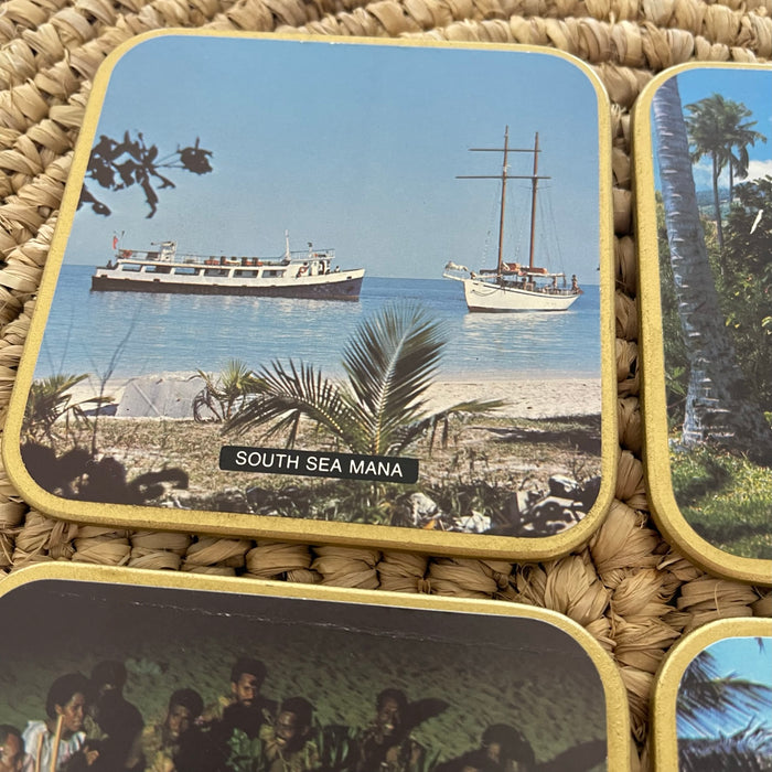 Fiji Gold Trimmed Coasters - Set of 4