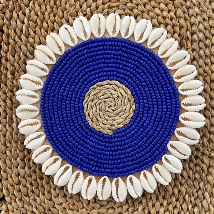 Blue Bead / Cowrie Shell Drink Coaster