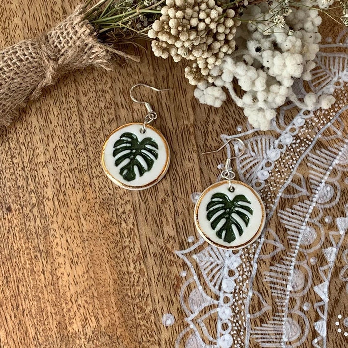 Monstera Dangle Earrings