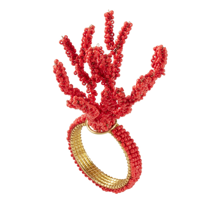 Beaded Coral Napkin Ring