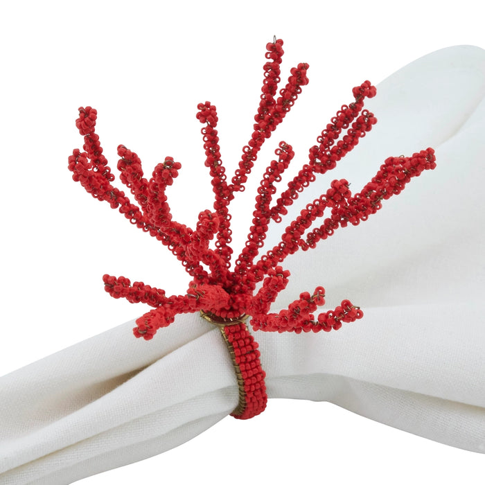 Beaded Coral Napkin Ring